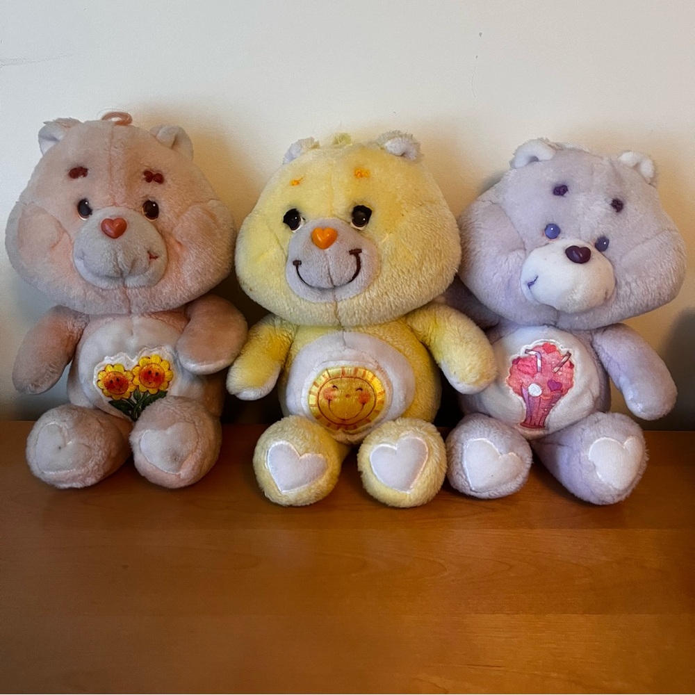 Lot of 3 vintage Care Bears 1983 Sunshine Bear Friend Bear Share Bear